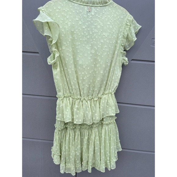 Misa Lilian Tiered Honeydew Ruffle V-Neck Clip Dot Mini Dress Size XS  coquette - Picture 9 of 15